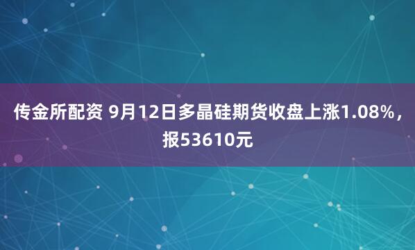 传金所配资 9月12日多晶硅期货收盘上涨1.08%，报53610元